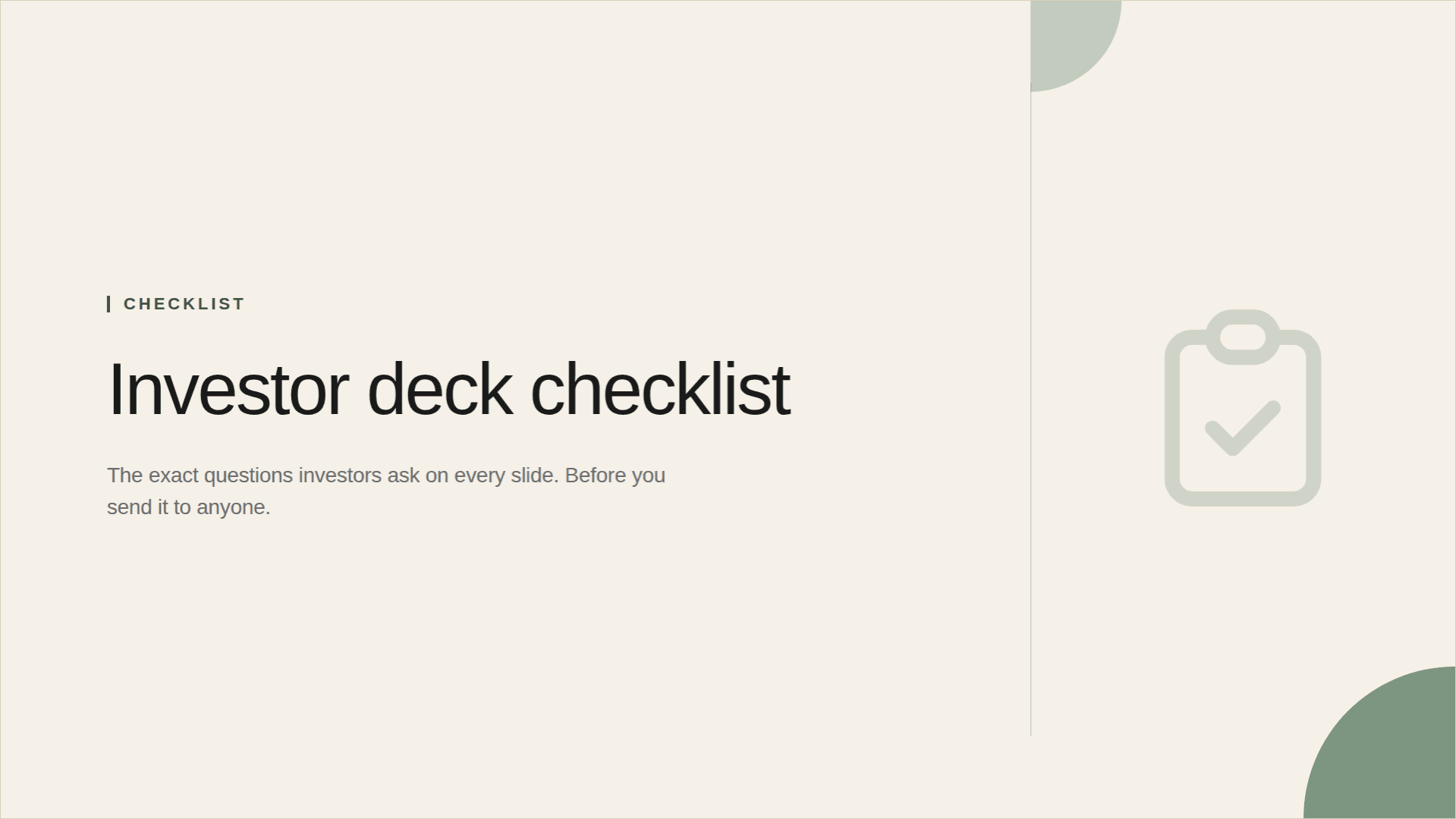 Investor Deck Checklist